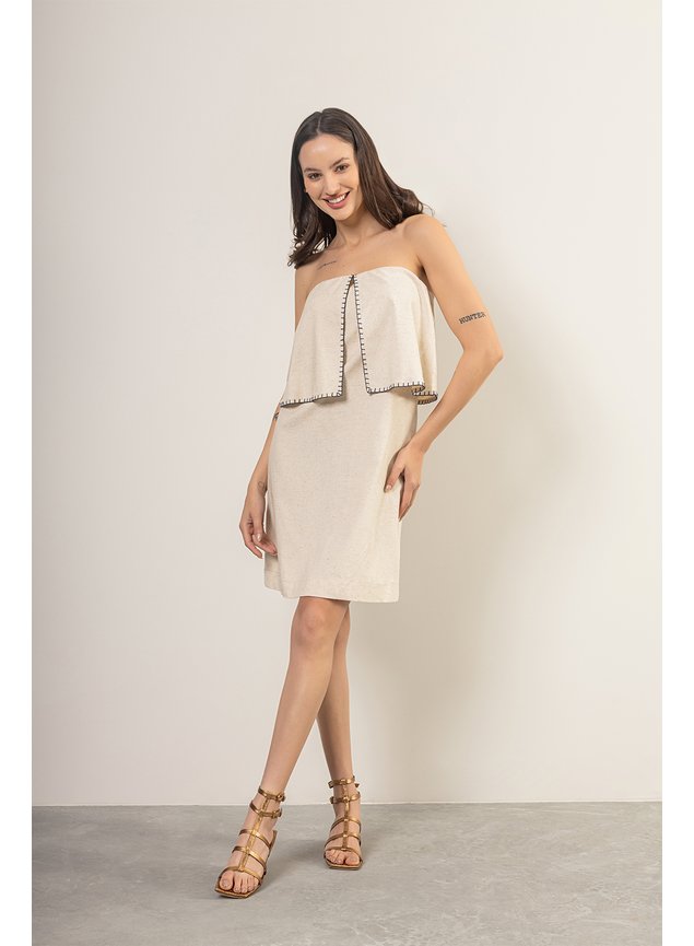 vestido clara linho bege